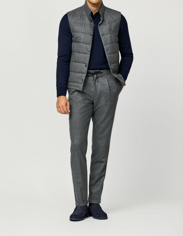 Gilet in Wool Flannel - Heathered Grey | Andrea Kosta 