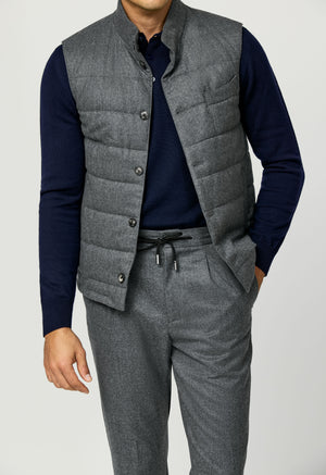 Gilet in Wool Flannel - Heathered Grey | Andrea Kosta 