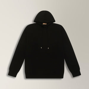 Hoodie Knit in Merino Wool - Black | Andrea Kosta