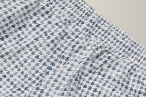 Houndstooth Print Swim Shorts in Polyester - White/ Navy | Andrea Kosta