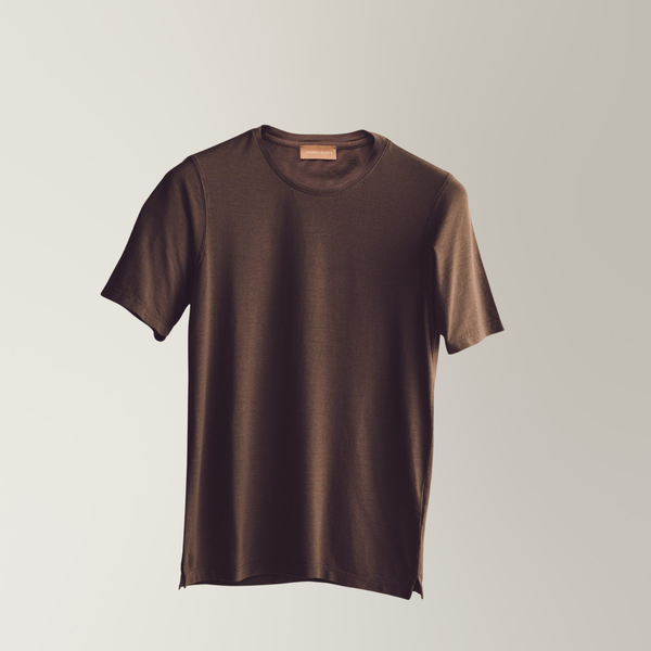 Ice Cotton Crew Neck T-Shirt - Brown | Andrea Kosta