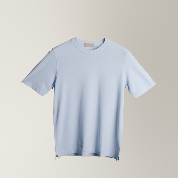 Crew Neck T-shirt in Ice Cotton - Light Blue | Andrea Kosta