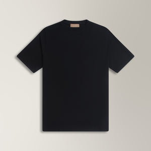 Crew Neck T-shirt in Ice Cotton - Black | Andrea Kosta