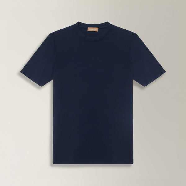 Crew Neck T-shirt in Ice Cotton - Navy | Andrea Kosta