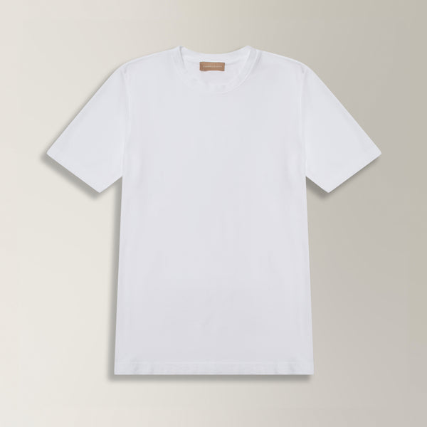 Crew Neck T-shirt in Ice Cotton - White | Andrea Kosta