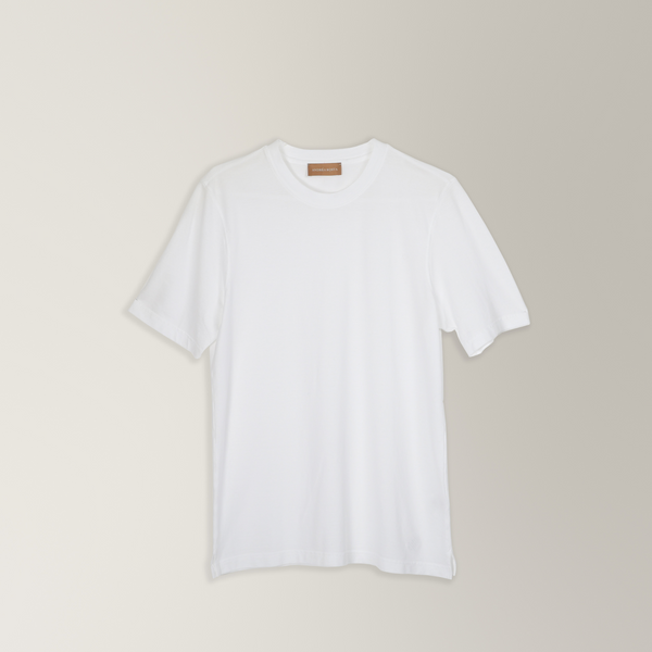 Crew Neck T-shirt in Ice Cotton - White | Andrea Kosta