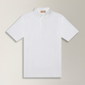 Polo Garment-dyed in Ice Cotton - White | Andrea Kosta