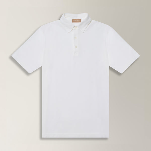 Polo Garment-dyed in Ice Cotton - White | Andrea Kosta