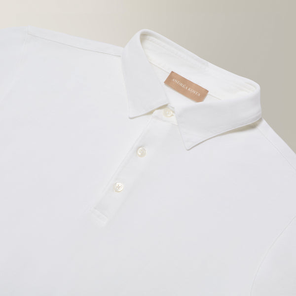 Polo Garment-dyed in Ice Cotton - White | Andrea Kosta