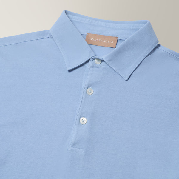 Polo in Ice Cotton - Light Blue | Andrea Kosta