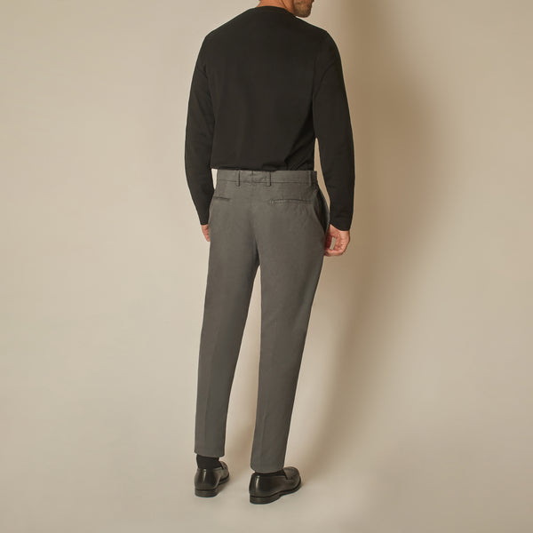 Imera Chinos in Garment-dyed Cotton- Anthracite | Andrea Kosta