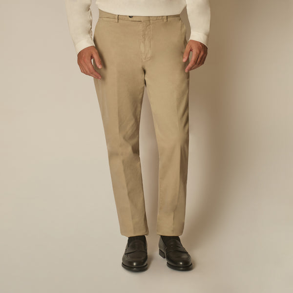 Imera Chinos in Garment-dyed Cotton - Beige | Andrea Kosta