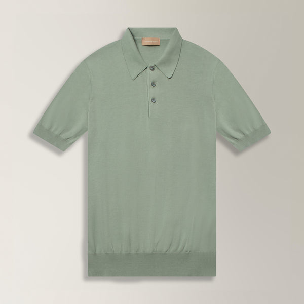 Knitted Polo in Cotton - Sage | Andrea Kosta