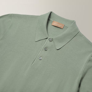 Knitted Polo in Cotton - Sage | Andrea Kosta