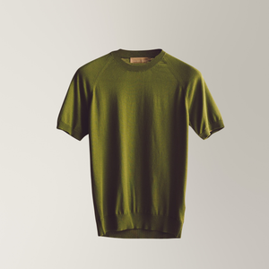 Knitted T-Shirt in Cotton - Green | Andrea Kosta