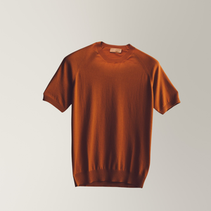 Knitted T-shirt in Cotton - Rust | Andrea Kosta