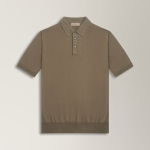Knitted Polo in Cotton - Brown | Andrea Kosta 