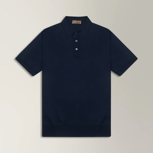 Knitted Polo in Cotton - Navy | Andrea Kosta 