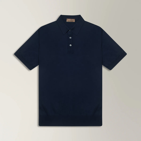 Knitted Polo in Cotton - Navy | Andrea Kosta 