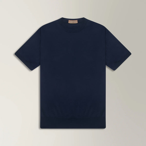 Knitted T-shirt in Cotton - Navy | Andrea Kosta