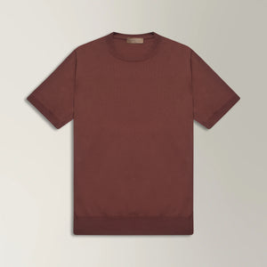 Knitted T-shirt in Cotton - Terracotta | Andrea Kosta 