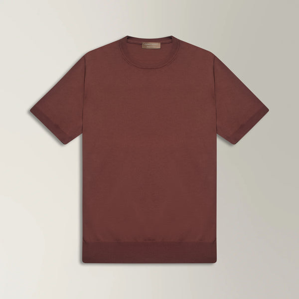 Knitted T-shirt in Cotton - Terracotta | Andrea Kosta 