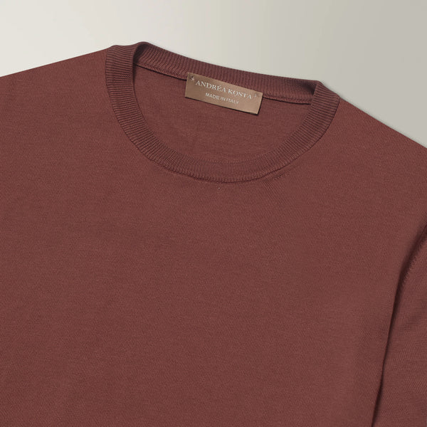 Knitted T-shirt in Cotton - Terracotta | Andrea Kosta 