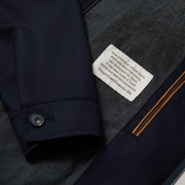 Lana Bomber Jacket in Wool - Navy | Andrea Kosta 