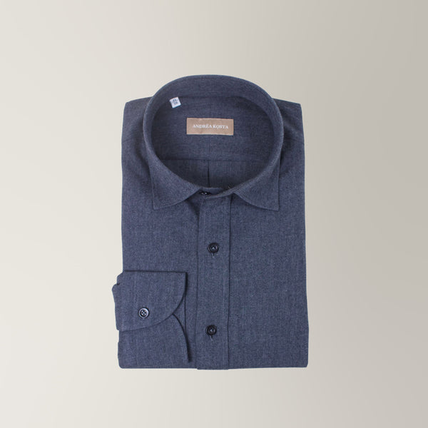 Leios Shirt in Cotton Flannel - Charcoal | Andrea Kosta