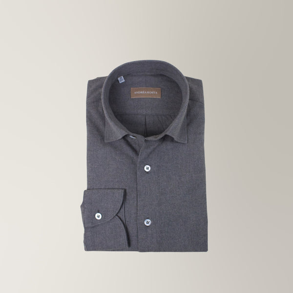 Leios Shirt in Cotton Flannel - Taupe | Andrea Kosta