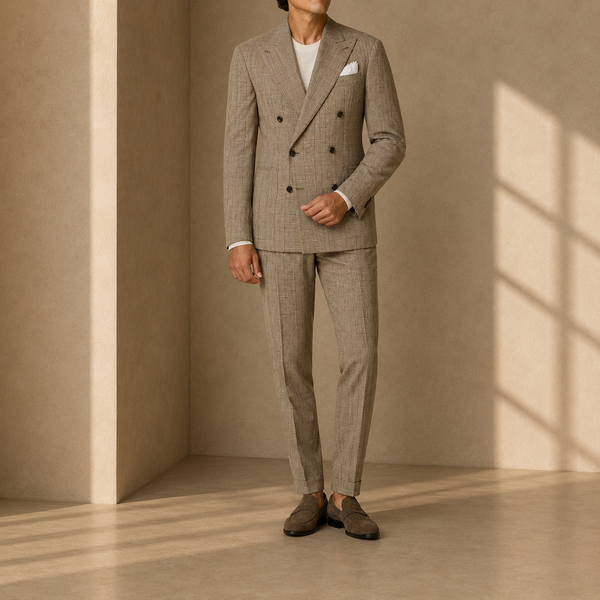 Light Brown & Sand Glencheck Suit