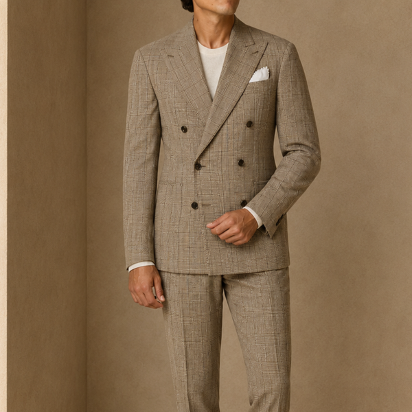 Light Brown & Sand Glencheck Suit