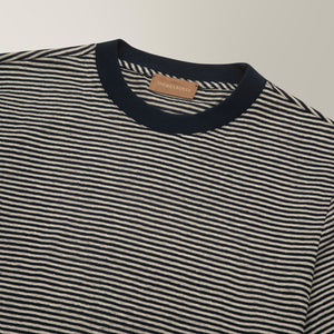 Bretton Stripe T-shirt in Linen & Cotton - Navy | Andrea Kosta