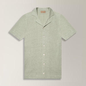 Short Sleeve Shirt in Linen & Cotton - Sage | Andrea Kosta