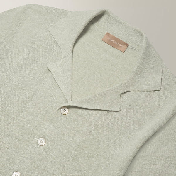 Short Sleeve Shirt in Linen & Cotton - Sage | Andrea Kosta