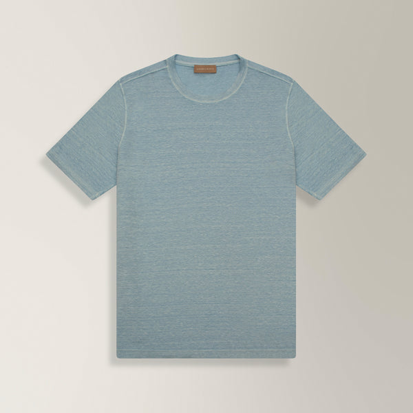 Crew Neck T-Shirt in Linen - Light Blue | Andrea Kosta