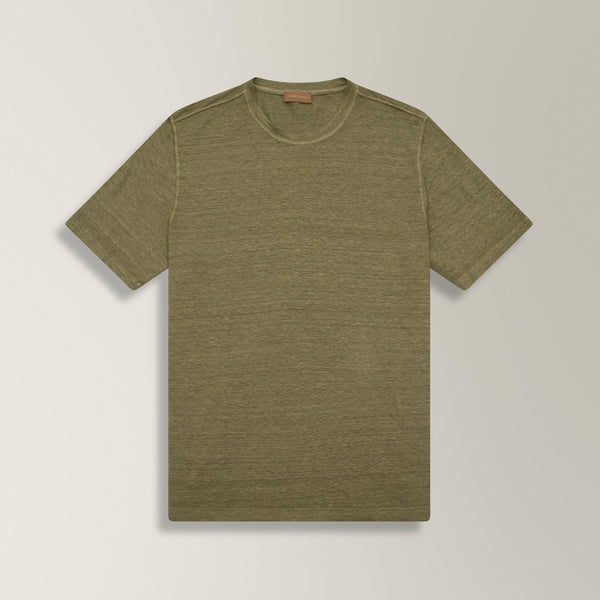 Crew Neck T-Shirt in Linen - Light Green | Andrea Kosta