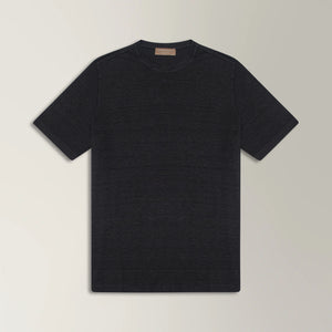 Crew Neck T-shirt in Linen - Chocolate Brown | Andrea Kosta 
