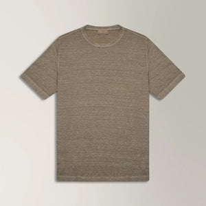 Crew Neck T-shirt Linen - Sand | Andrea Kosta 
