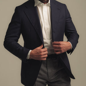 Long Sleeve Polo Shirt with Semi Cut Away Collar in Pique - White | Andrea Kosta