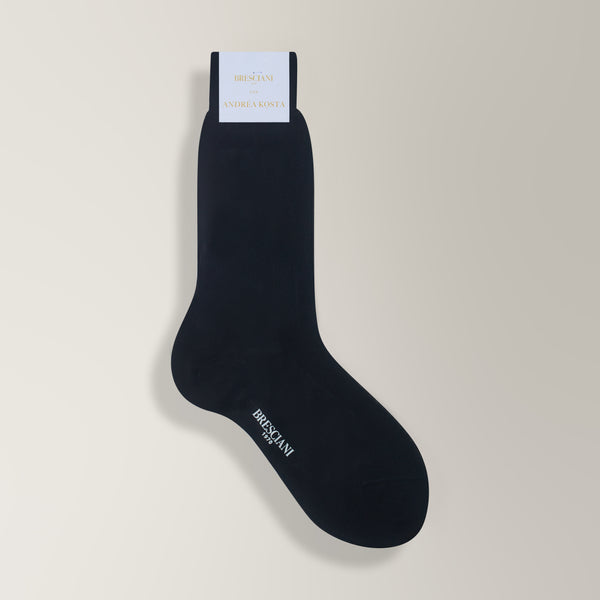 Mid-Calf Socks in Egyptian Cotton - Black | Andrea Kosta