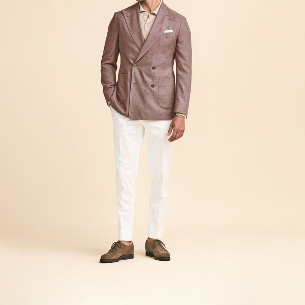 Mauve/Light Pink Silk Glencheck Jacket | Andrea Kosta