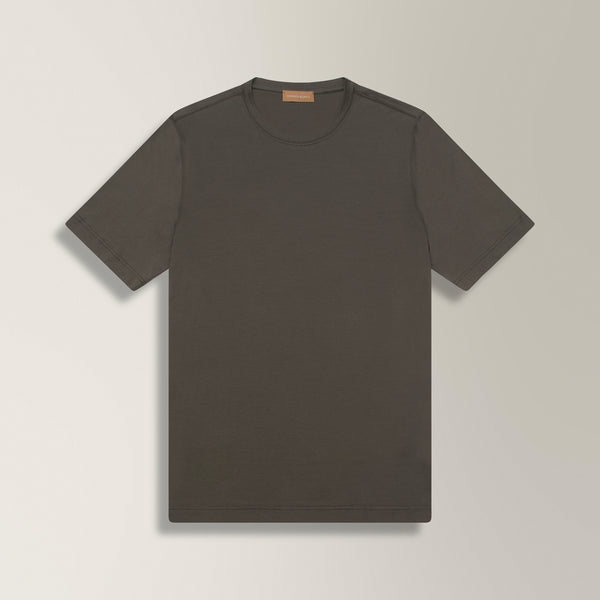 Crew Neck T-shirt in Mercerised Cotton - Anthracite | Andrea Kosta