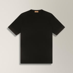 Crew Neck T-shirt in Mercerised Cotton - Black | Andrea Kosta