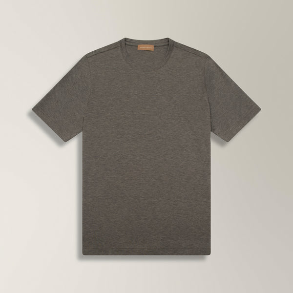 Crew Neck T-shirt in Mercerised Cotton - Dark Grey | Andrea Kosta