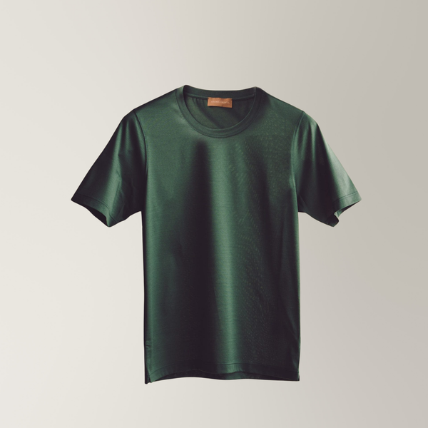 Crew Neck T-shirt in Mercerised Cotton - Green | Andrea Kosta