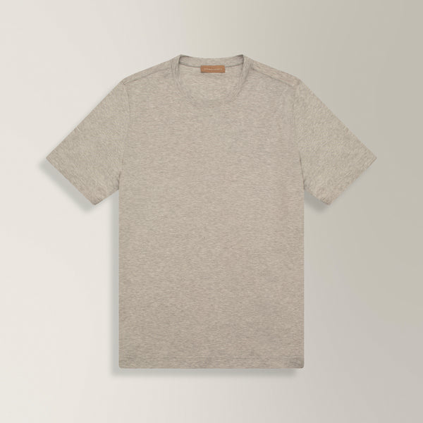 Crew Neck T-shirt in Mercerised Cotton - Light Grey | Andrea Kosta