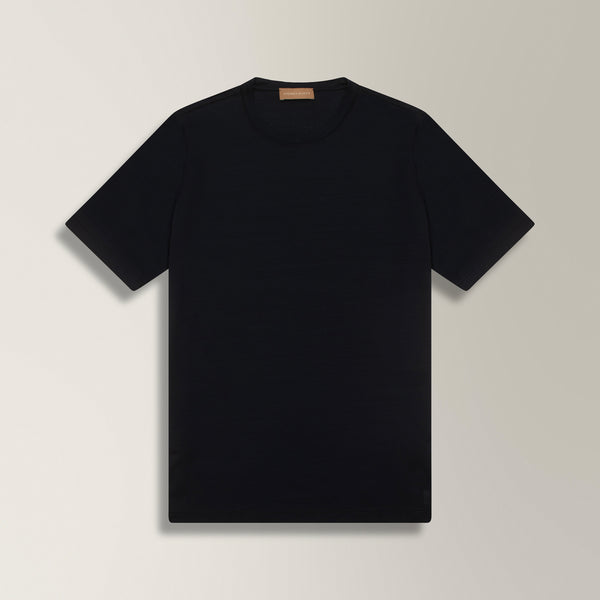 Crew Neck T-shirt in Mercerised Cotton - Navy | Andrea Kosta