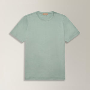 Crew Neck T-shirt in Mercerised Cotton - Sage | Andrea Kosta