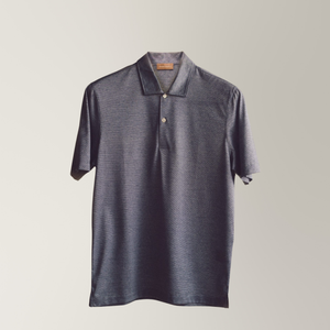 Fine Stripe Polo in Mercerised Cotton - Navy | Andrea Kosta